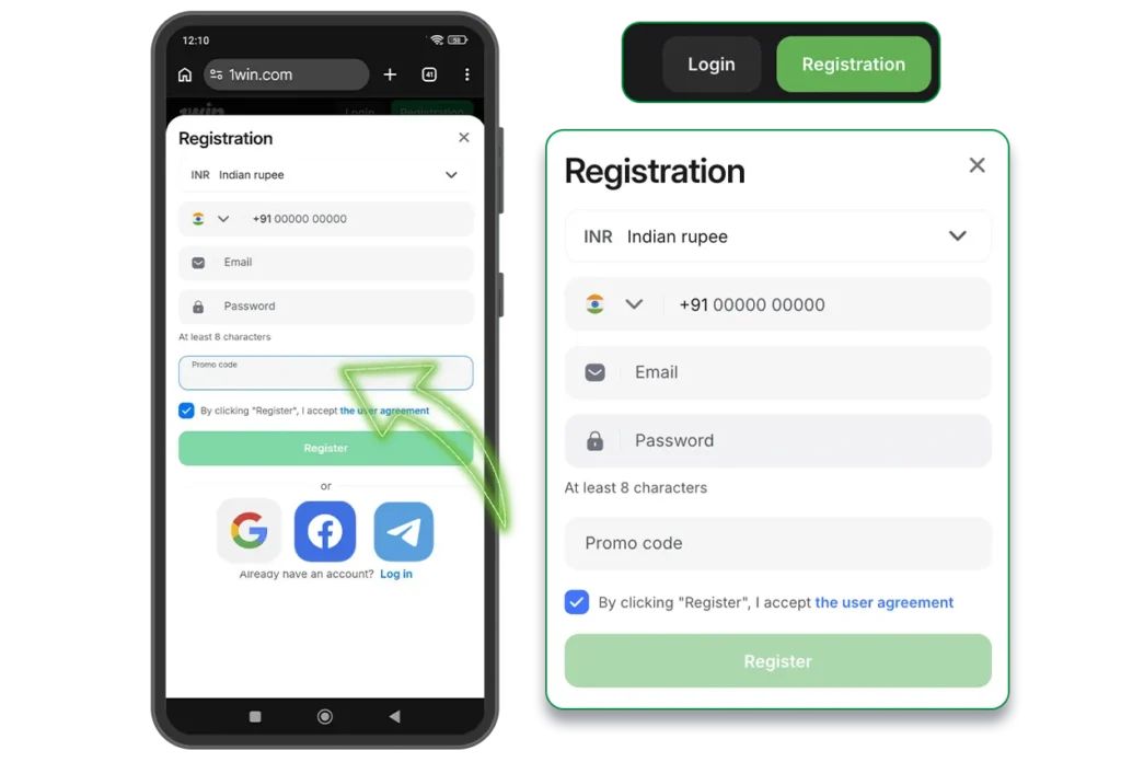 How to register and start betting at 1win India